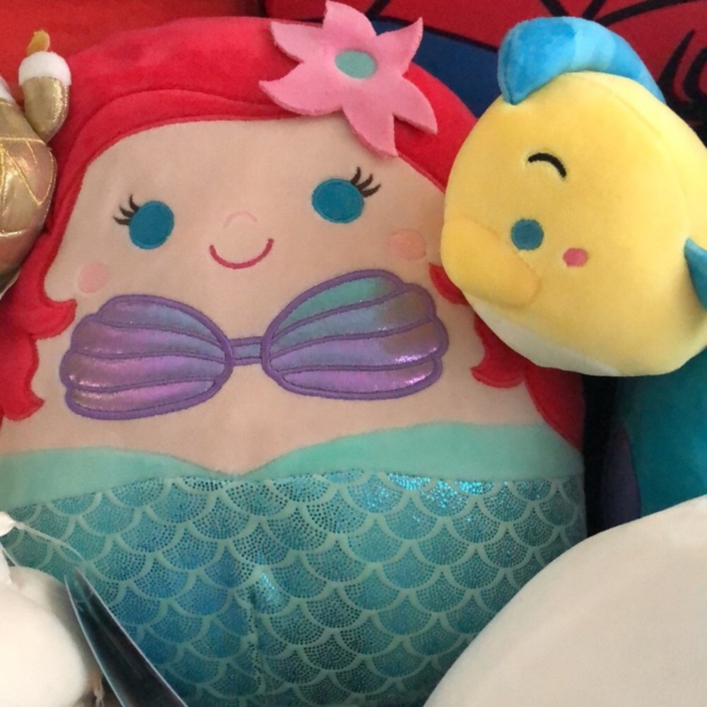 ON HOLD 🧜‍♀️Disney Squishmallows Little Mermaid Ariel, mini Flounder! NWT 10”&3”